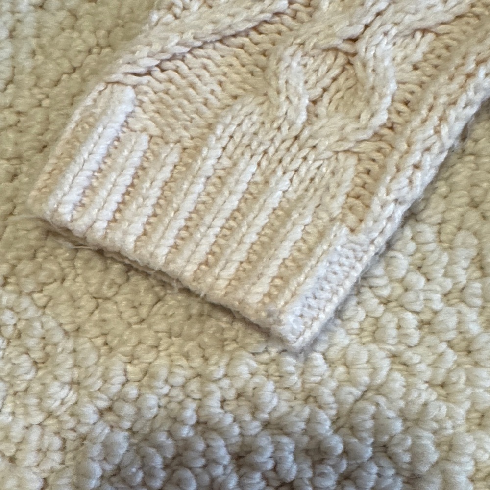 Mini Boden Cream Cable Knit Cardigan with Mustard Trim - Picture 4 of 13